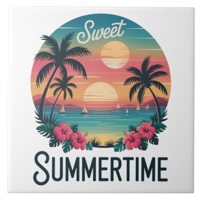 Sommar Sommarresa Strand Kakelplatta (Framsidan)