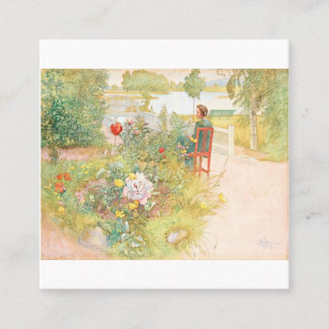 Sommar, sönfödd av Carl Larsson Fyrkantigt Visitkort (Framsida)