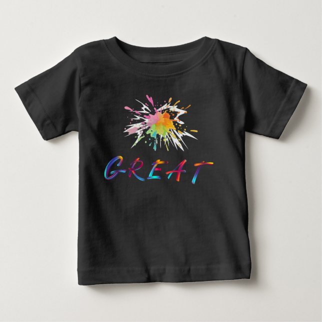 Sommar Söt Flerfärgad Splash Bebis & Barn T Shirt (Framsida)