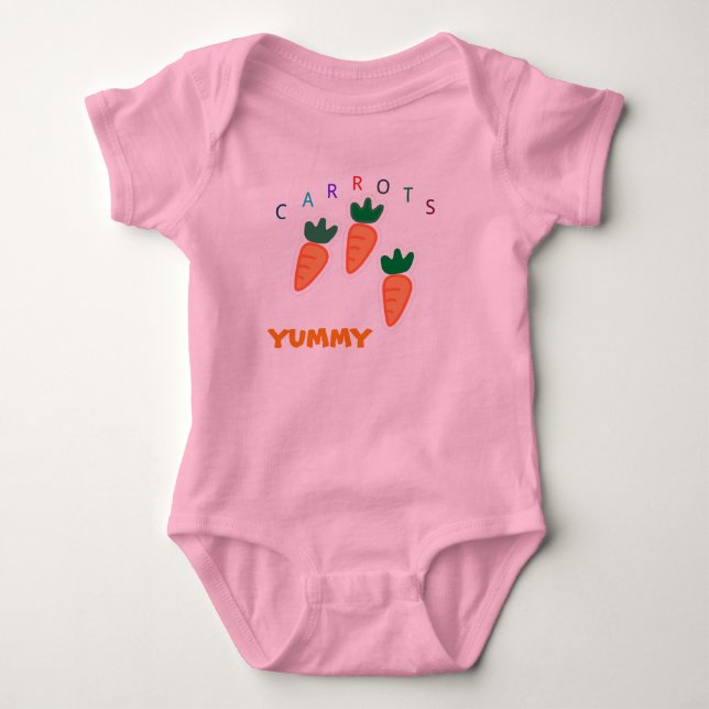 Sommar Söta Morötter Godis Baby Rosa T Shirt (Framsida)