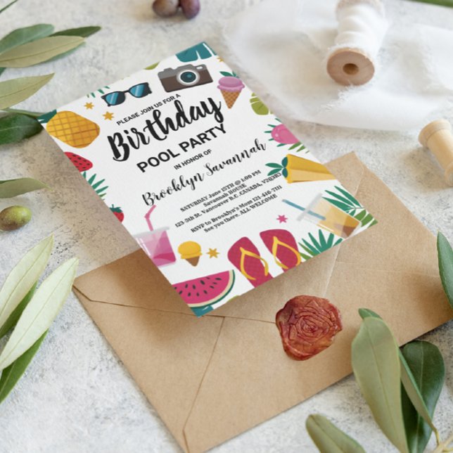 Sommar Splash Födelsedagsfest Poolparty Extravagan Vykort (Skapare uppladdad)