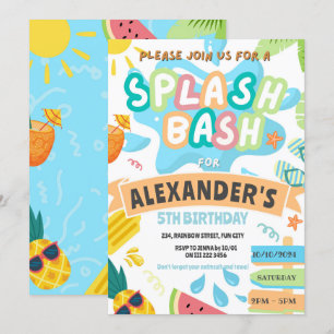 Sommar Splash Pool Party Pojkbash Vattenpark Inbjudningar