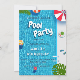 Sommar Splash Vatten Pool Fest Birthday Inbjudningar