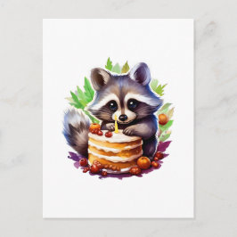 Sommar Spring tvättbjörn med en 1-års födelselseda Vykort