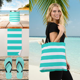 Sommar-Stänk Aqua Bold Rand eget namn Tygkasse