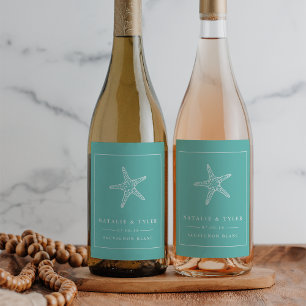 Sommar Starfish Wedor Favor Vin-etiketter Vinflaska Etikett