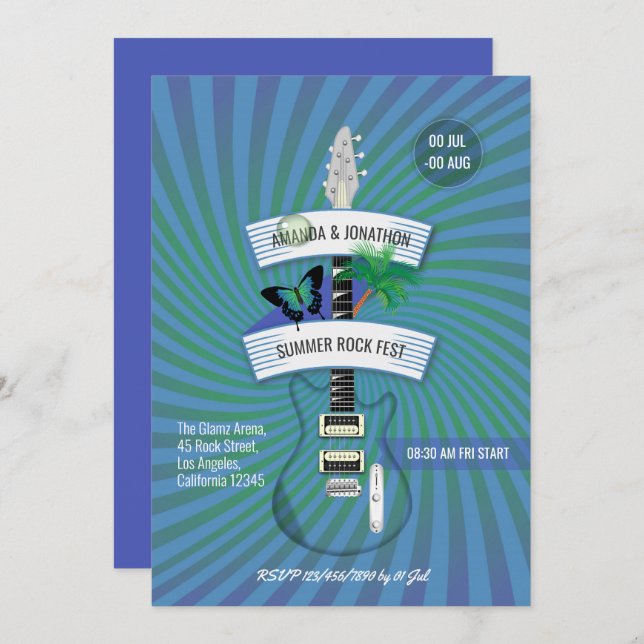 Sommar-Sten-festivalen Bröllop Inbjudningar (Fram/baksida)