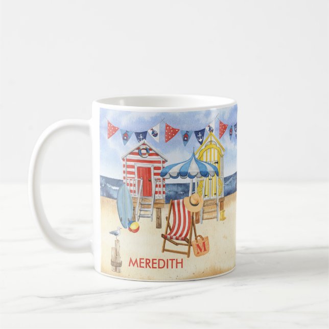 Sommar Strand Beach Havsnamn Monogram Kaffemugg (Vänster)