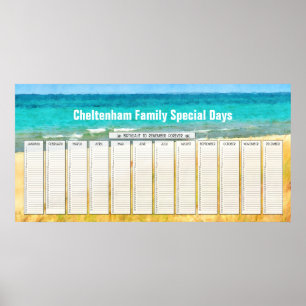 Sommar Strand Evighets Födelsedagskalender Poster