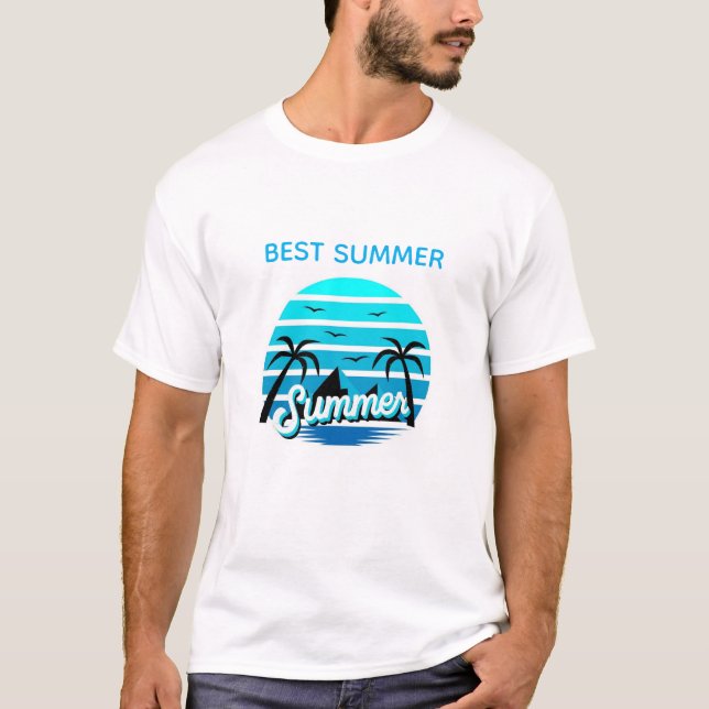 Sommar Strand Illustration – design T Shirt (Framsida)