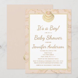 Sommar Strand Snigelskal Baby Shower Pojke Flicka Inbjudningar