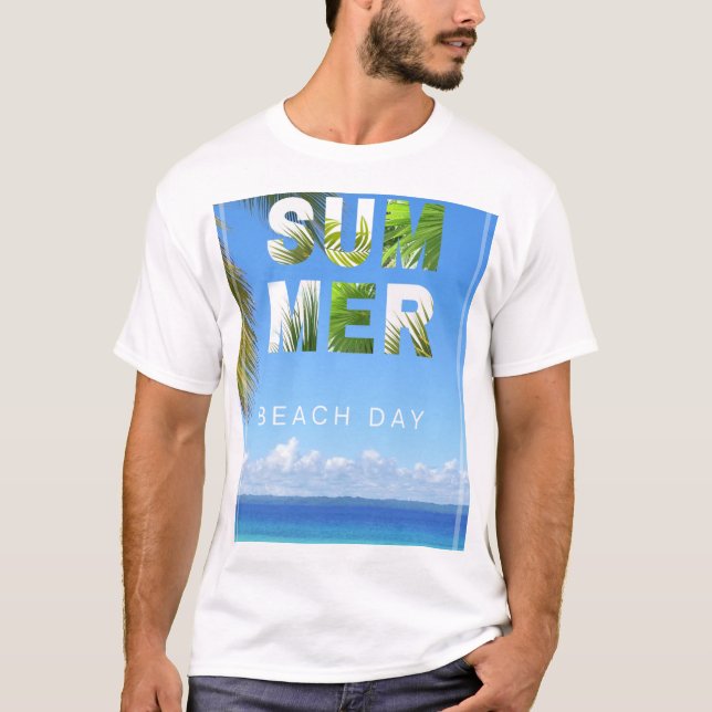 Sommar Stranddag T-Shirt | Tropisk Semester T-Shir (Framsida)