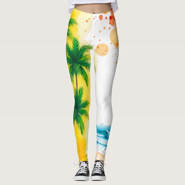 “Sommar” stranddesign Leggings (Framsida)