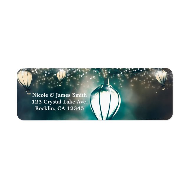 Sommar String Ljus inbjuden bröllopsinbjudan Returadress Etikett (Framsidan)