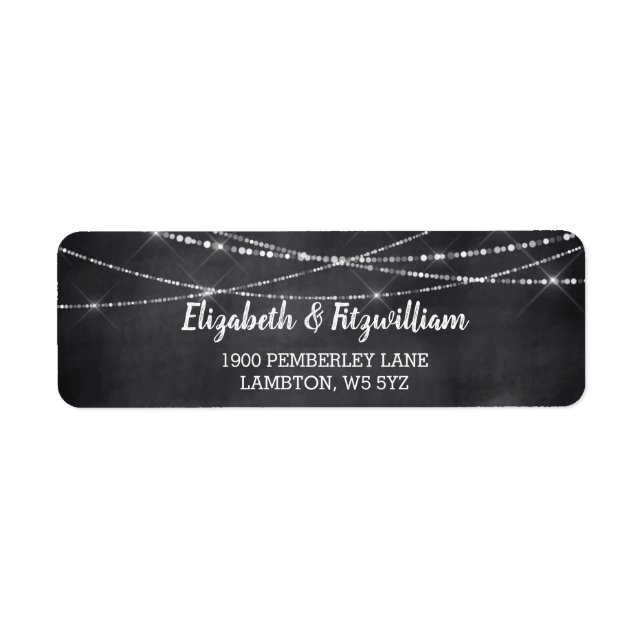 Sommar String Ljus Rustic Chalkboard Bröllop Returadress Etikett (Framsidan)