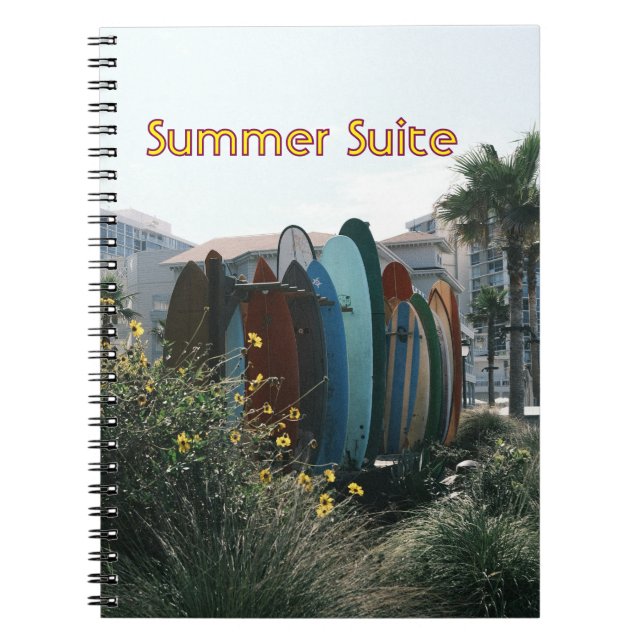 Sommar Suite Surfbrädor & Palmträd Anteckningsbok (Framsidan)