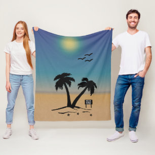 Sommar Sunset Beach Sign Fleece Blanket