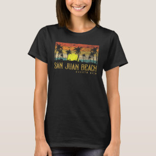 Sommar Sunset Handflatan Träd Vintage Puerto Rico T Shirt