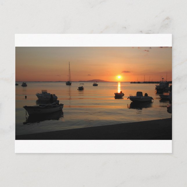 Sommar Sunset i Novalja i Kroatien Vykort (Framsida)