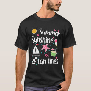 Sommar Sunshine Tan Linjer Beach Resa 2023 Sommar T Shirt