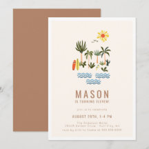 Sommar Surfa Födelsedagsfest inbjudan