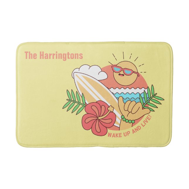 Sommar Surfer-badkar med eget namn Badrumsmatta (Framsidan)