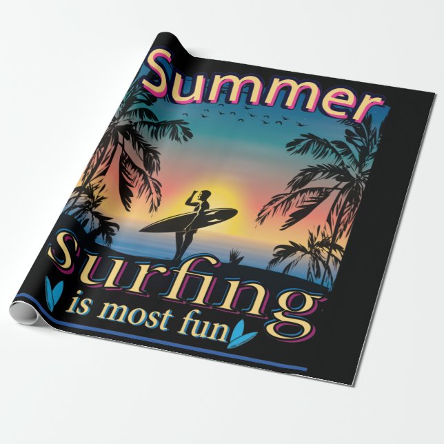 Sommar - surfning är det mesta Roligten som svälle Presentpapper (Utrullad)