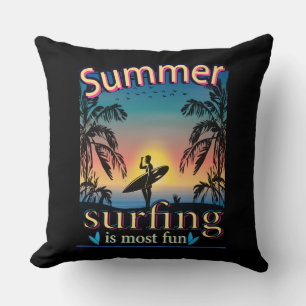 Sommar - surfning är mest Roligt Dekorativ kudde