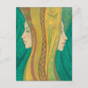 Sommar, Surreal Fantasy Art Magic Forest Goddess Vykort