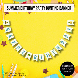 Sommar tema barnkalas girlang banner vimplar