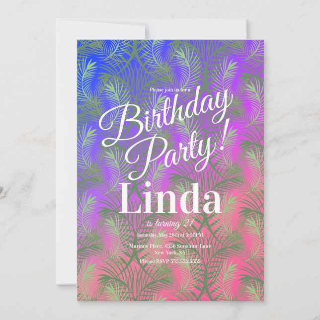 Sommar Tema Palmträd Blad Grönska Inbjudan (Framsida)