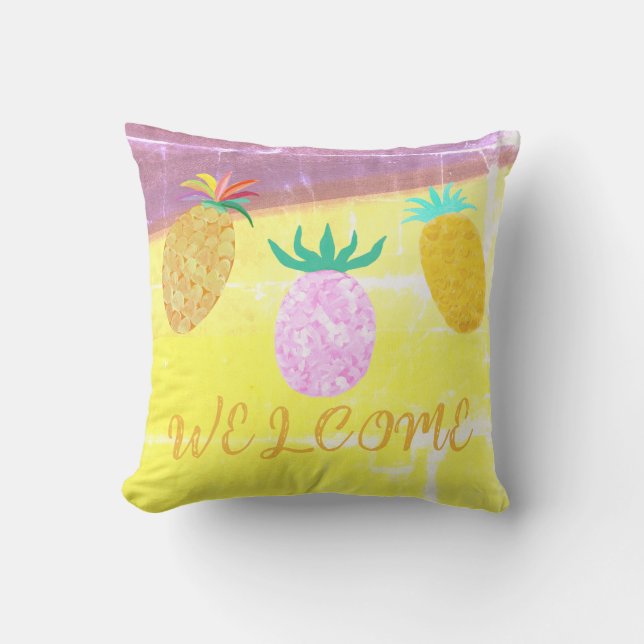 Sommar Tiki Ananas Luau Kudde (Framsida)