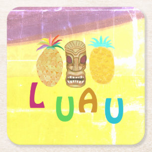 Sommar Tiki Ananas Luau Underlägg Papper Kvadrat