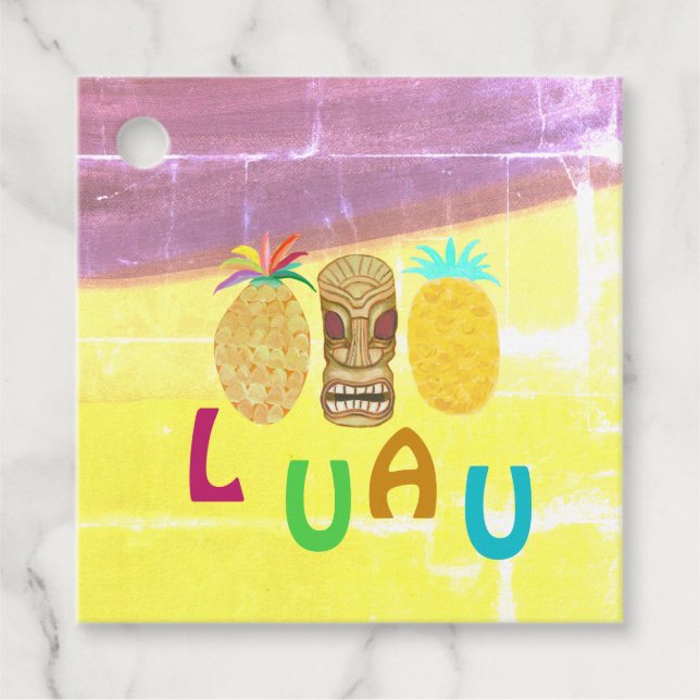 Sommar Tiki Pineapple Luau Gåvor Etiketter (Framsida)
