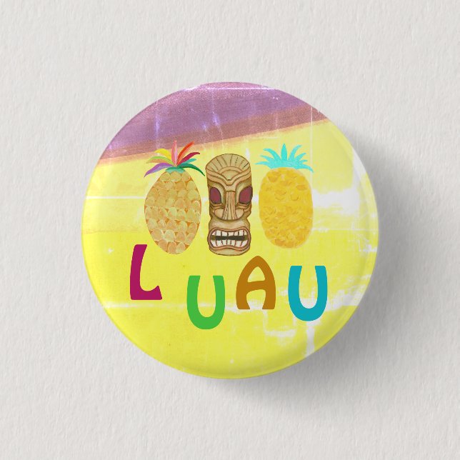 Sommar Tiki Pineapple Luau Knapp (Framsida)