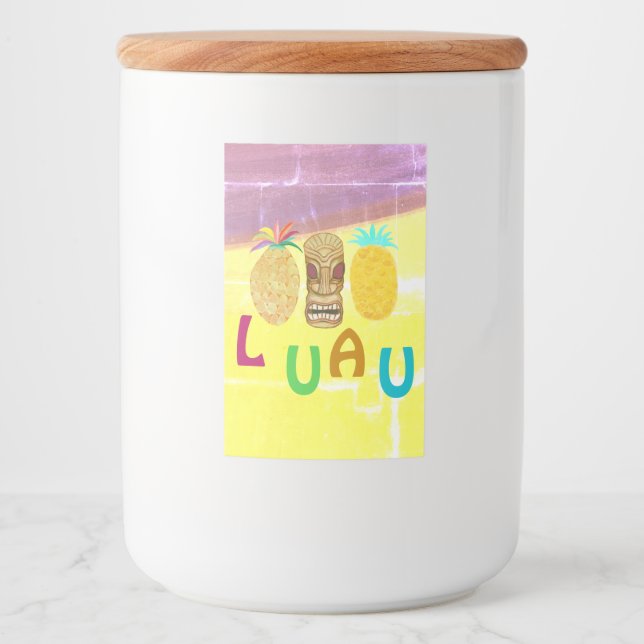 Sommar Tiki Pineapple Luau Mat Etikett (Framsida)