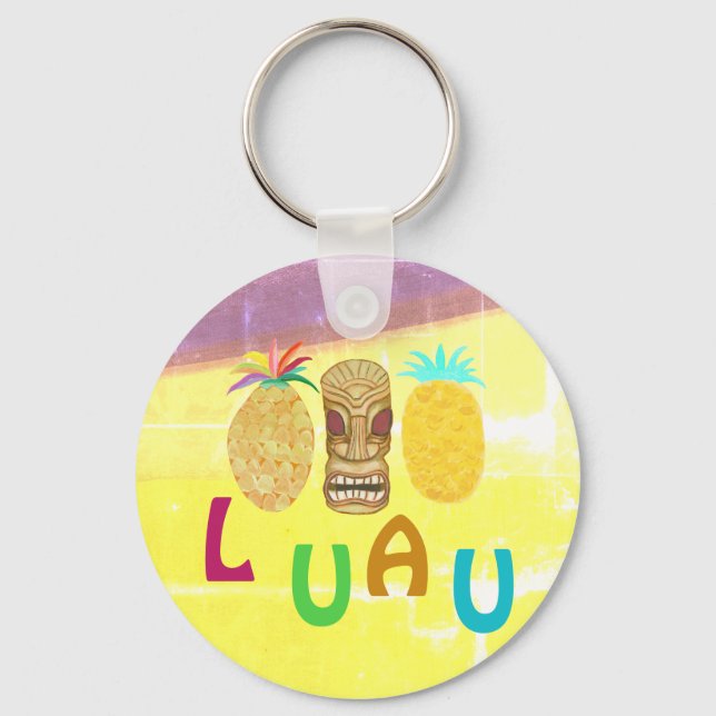 Sommar Tiki Pineapple Luau Nyckelring (Framsida)