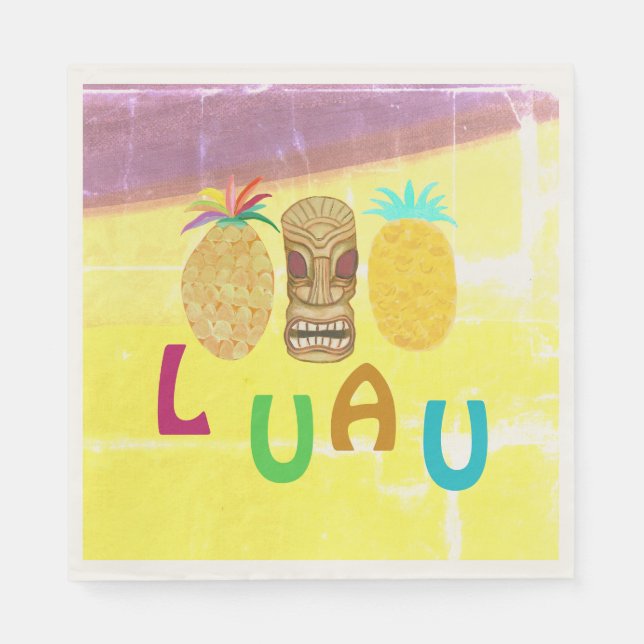 Sommar Tiki Pineapple Luau Pappersservett (Framsidan)