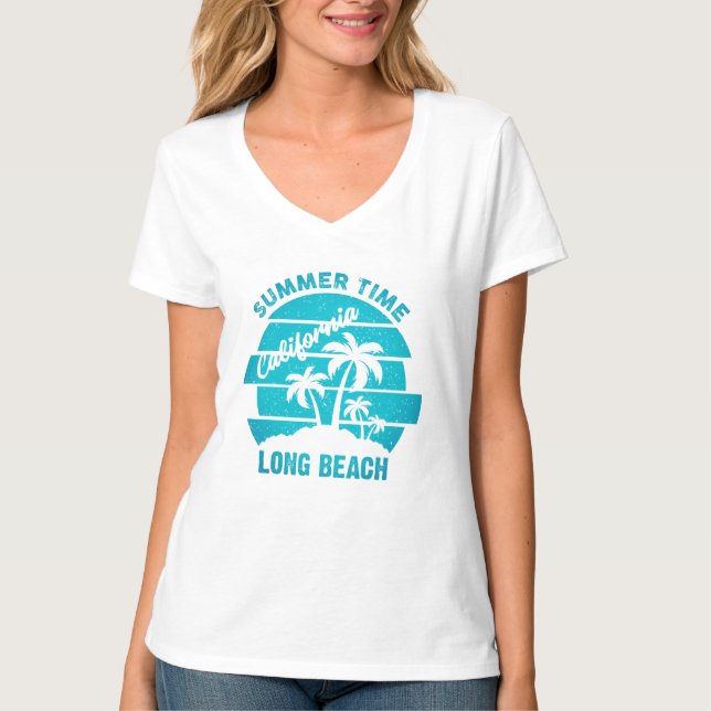 Sommar Time California Long Beach T Shirt (Framsida)