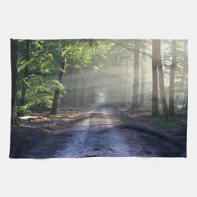 Sommar Träd Covering Dirt Road Kökshandduk (Horisontell)