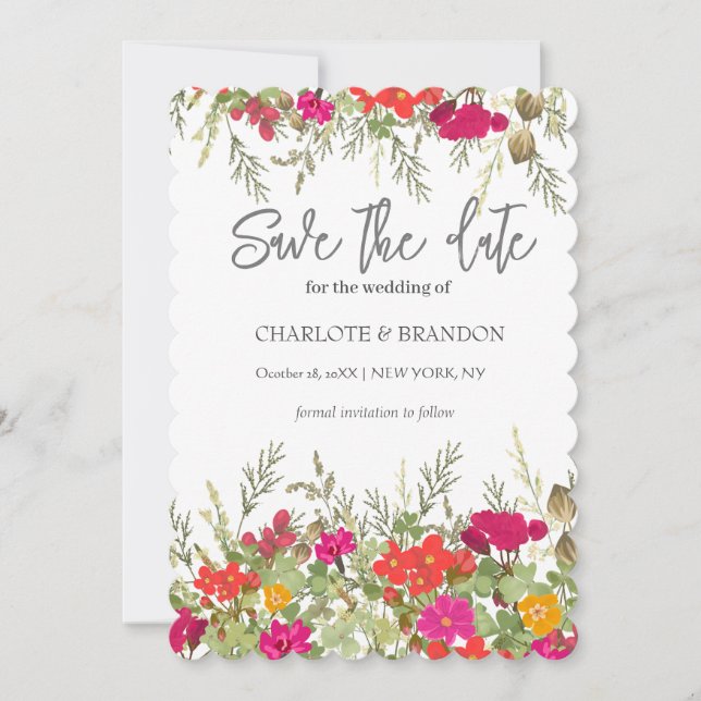 Sommar Trädgård Vildblommor Bröllop  Spara Datumet (Framsida)