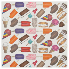 Sommar Treats Ice Cream Man Popsicles Food Fabric Tyg