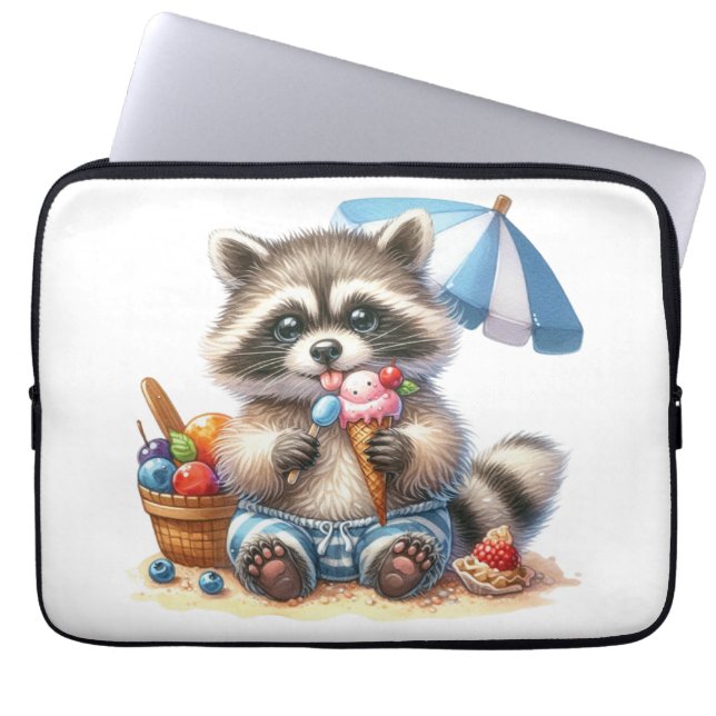 Sommar Treats Racoon Laptop Fodral (Framsidan)