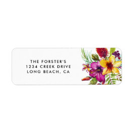 Sommar Tropical Beach Hawaii Blommigt Returadress Etikett