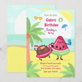 Sommar Tropical Beach Party Birthday Inbjudningar