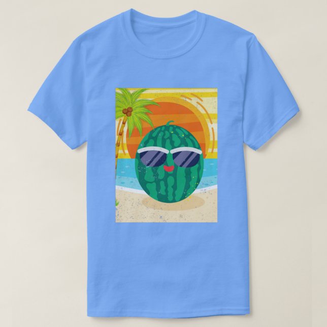 Sommar Tropical Beach Sunset Funny Fruit Watermelo T Shirt (Design framsida)