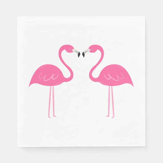 Sommar Tropical Beach Wedding Rosa Flamingo Pappersservett (Framsidan)