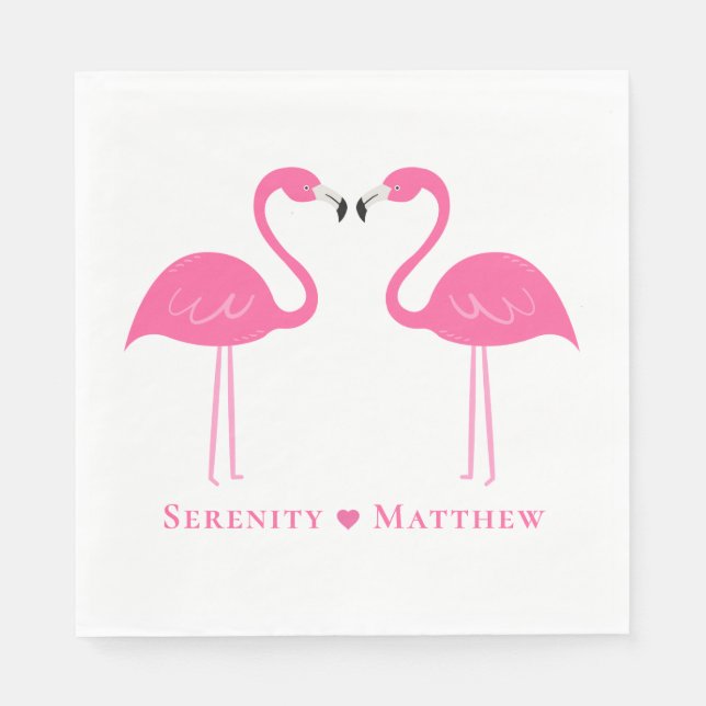 Sommar Tropical Cute Rosa Flamingo Bröllop Napkins Pappersservett (Framsidan)