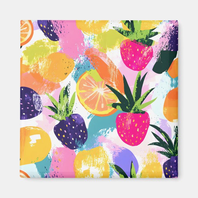 Sommar Tropical Fruit Fiesta Magnet (Framsidan)