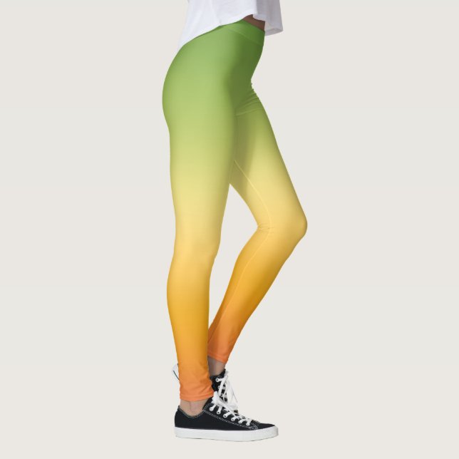Sommar Tropical Gradient Orange Lemon Lime Ombre Leggings (Höger)